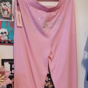 Pink Lounge Pants with Glitter Logo Juicy Couture